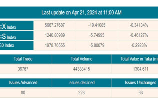 শেয়ারবাজারে এক ঘন্টায় সূচক নেই ২০ পয়েন্ট