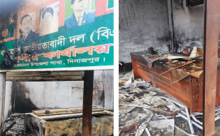 বিএনপির কার্যালয়ে আগুন, ৪৮ ঘণ্টার আল্টিমেটাম