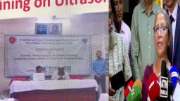 উপদেষ্টার অনুষ্ঠানের স্ক্রিনে শেখ হাসিনা ও শেখ মুজিবের ছবি