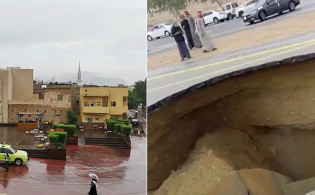 সৌদিতে হঠাৎ ভারী বৃষ্টির পরে ভূমিধস, সড়ক বন্ধ